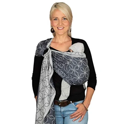 Image of Hoppediz Ring Sling Baby from Birth 100% Organic Cotton Malmö Denim Design