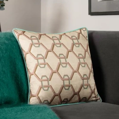 Image of Paoletti Carnaby Chain Geometric Satin Feather Rich Filled Cushion