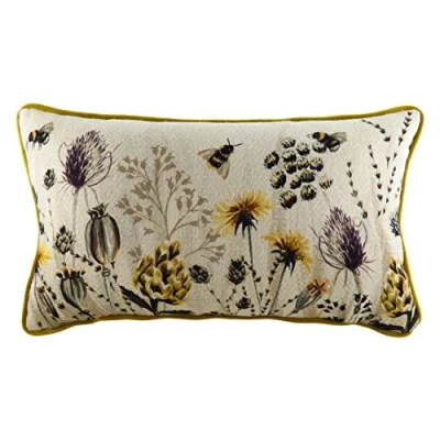 Image of Evans Lichfield Elwood Meadow Floral Piped Feather Filled Cushion Multicolour One Size