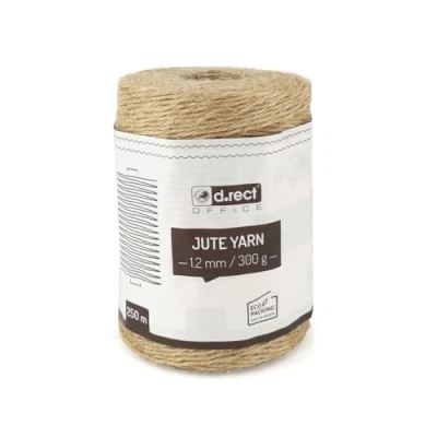 Image of D.RECT Jute Cord Packing Gift Ribbon Craft Decorative 1.2 mm 250 m Spool, Beige, 800030