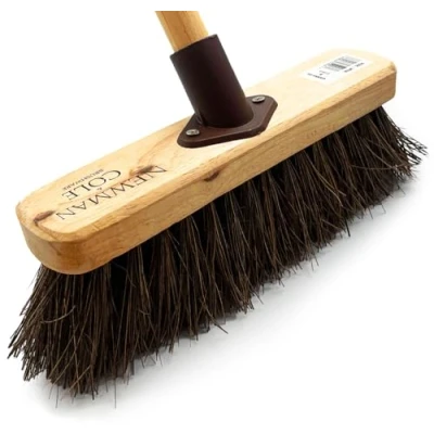Image of Broom Outdoor Yard 10 Stiff Sweeping Brush with Wooden Handle Natural Bassine Hard Bristles Garden Brooms for Wet and Dry Cleaning, Garden, Decking, Warehouse