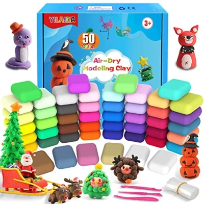 Image of Air Dry Clay, 50 Colors Magic Modelling Safe and Non Toxic, Ultra Light Clay with Sculpting Tools, Children Educational Toys &amp; DIY Gifts