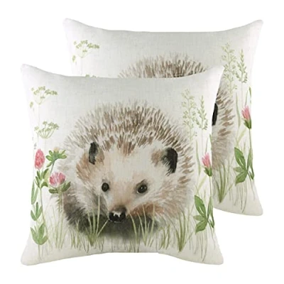 Image of Evans Lichfield Hedgerow Hedgehog Cushions (Twin Pack) Multicolour Size 43 cm x