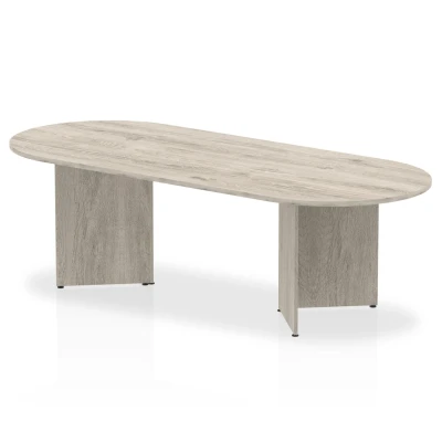 Image of Impulse 2400mm Boardroom Table Grey Oak Top Arrowhead Leg