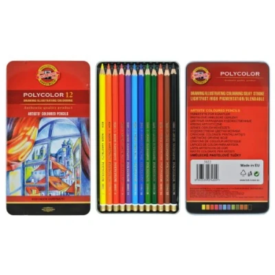 Image of KOH I NOOR Set of 12 Artist&#039;s Pencils 3822, Wood, Multi Colour, 14 x 3 1 cm