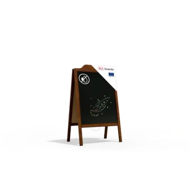 Image of ALLboards Pavement Sign with Wave Top Border Wooden Frame 100x60cmcm, Sidewalk Advertising Board Chalkboard A Chain Double Sides for Shop Pub Restaurant