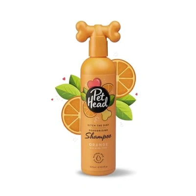 Image of Pet HEAD Dog Shampoo 300ml, Ditch the Dirt, Orange Scent, Best for Smelly Dogs, Deep Cleans Removes Odours, Deodorising Vegan Shampoo, Professional Grooming, Gentle Formula Puppies