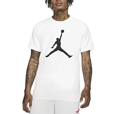 Image of Jordan Jumpman CREW Print Tshirt, Men&#039;s, Size: Small, White/black
