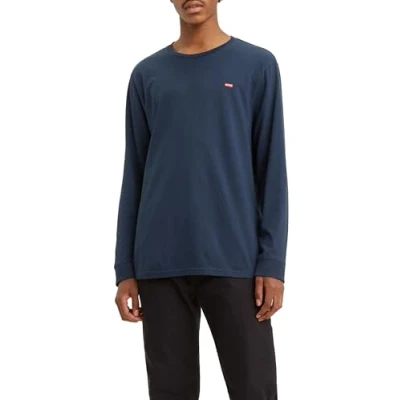 Image of Levi&#039;s Men&#039;s Long Sleeve Original Housemark Tee T Shirt, Cotton + Patch Dress Blues, M