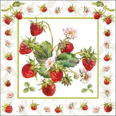 Image of Ambiente 3 Ply Printed Paper Napkins Pack of 20 Fresh Strawberries