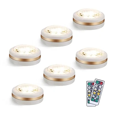 Image of LEASTYLE Wireless LED Puck Lights with Remote Control 6 Pack Under Cabinet LightingPuck Battery Operated Closet Light Counter Lighting Stick On