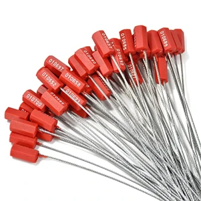 Image of 500pcs Numbered Security Cable Seals Tamper Proof Steel Wire Self Locking Tie Pull Tite Shipping Tag (Red)