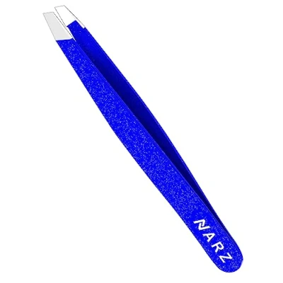 Image of 1Pcs Professional Slanted Tweezer for Facial Hair Women &amp; Men Stainless Steel Precision Tweezers Ingrown (1 Piece Blue)