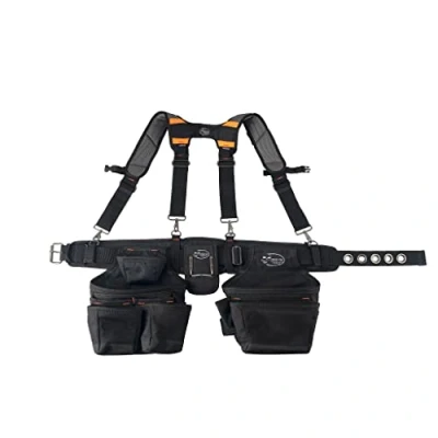 Image of Dead On Tools 1680 Denier Poly Carpenter’s Tool Belt with Suspenders (HDP400945), Black