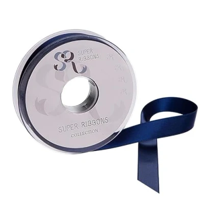 Image of SR Super Ribbons®™ Full Reel 3mm Double Faced Satin Ribbon, 50 Metres on Navy