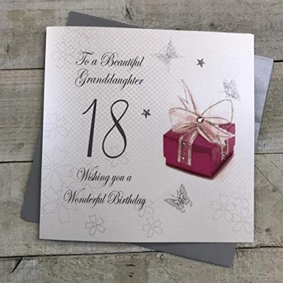 Image of white cotton cards Code XBGD18 To A Beautiful Granddaughter 18 Wishing You Wonderful Birthday Handmade Large 18th Card