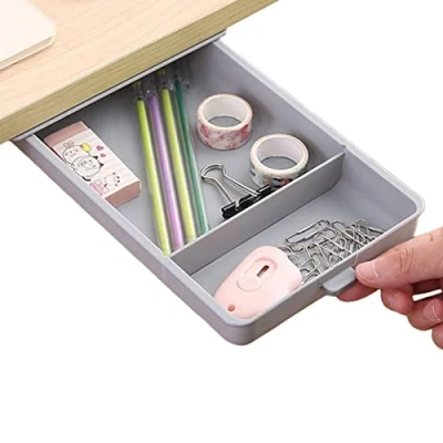 Image of Fulenyi Desk Drawer Attachment Attachable Under Storage Adhesive Table Concealed Organiser Slide Out Desktop Tray