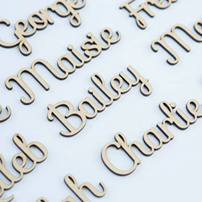 Image of Personalised Wooden Script Letters Words Custom Word Names Bespoke Box
