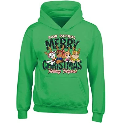 Image of Nickelodeon Paw Patrol Holiday Helpers Christmas Xmas Childrens Kidz Printed Hoodie Hooded Sweatshirt (Green, 5 6 Years)