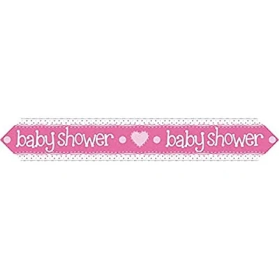 Image of 9ft Banner Baby Shower Pink Holographic Dot