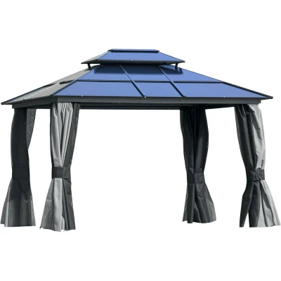 Image of Outsunny Polycarbonate Hardtop Gazebo Canopy with Double Tier Roof and Aluminium Frame84C 215V01