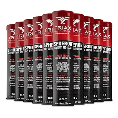 Image of TRIAX Spheron Grease, Super Heavy Duty, Red Grease Cartridge, High Temp up to 204C, Ultra Tacky, Extreme Pressure, Virtually Waterproof; for Fifth Wheel, Joints, Pivots, Wheel Bearings, and Chassis