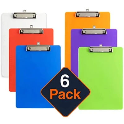 Image of KAHEIGN 6Pcs A4 Plastic Clipboard, 6 Coloured Clipboard Paper Holder Writing Board with Low Profile Clip and Ruler Scale Edge for Memo Form Document (31.5 x 22.5cm)