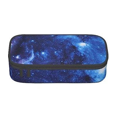Image of JUEXDEME Pouch for School Office Supplies Blue Galaxy Big Capacity Pen Case Large Pencil Bag Students Stationery Box Desk Organizer with Smooth Zipper Portable