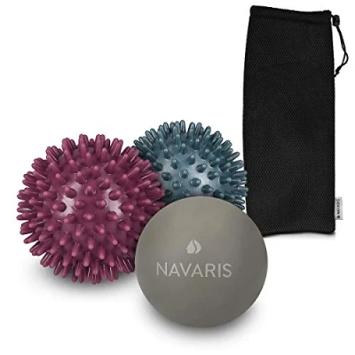 Image of Navaris Lacrosse and Spiky Massage Balls Set Massager for Massaging Muscles, Thighs, Back, Feet, Hands Legs