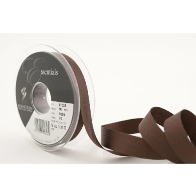 Image of Berisfords 41025 20 m x 16 mm Polyester Grosgrain Ribbon, Chocolate