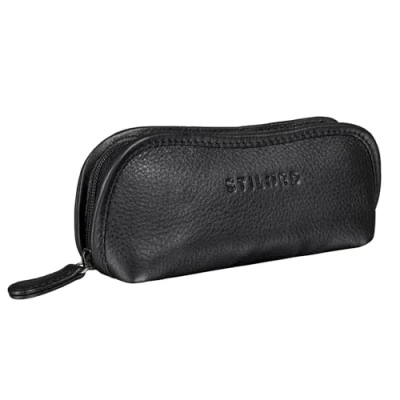 Image of STILORD &#039;Glasgow&#039; Glasses Case Leather Zipper for Sunglasses Reading Spectacles Eyeglass Storage Pouch Women Men Genuine Vintage Leather, Colour:Black