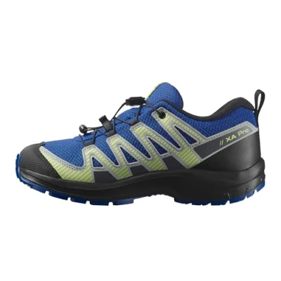 Image of Salomon XA PRO V8 Waterproof Unisex Hiking shoes for kids, Size: 11.5K, Nautical blue/black/sharp green Textile/synthetics