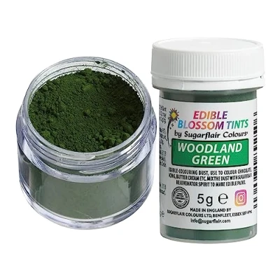Image of Sugarflair Woodland Green Food Colouring Powder Dust, Use on Cake Surfaces, Decorations or Colour Sugarpaste, Fondant, Icing, Chocolate, Buttercream, Royal Macarons and More! 5g