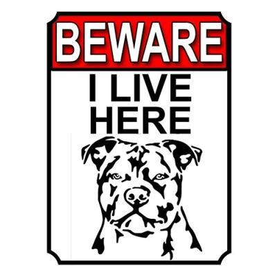 Image of Shawprint BEWARE I LIVE HERE METAL GATE SIGN DOG 200MM X 150MM (1508H1)