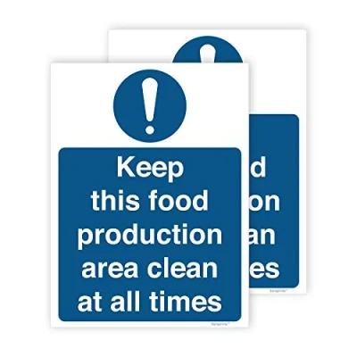 Image of Pack of 2 Food Hygiene Signs Self adhesive Waterproof Vinyl 150mm x 200mm V1192