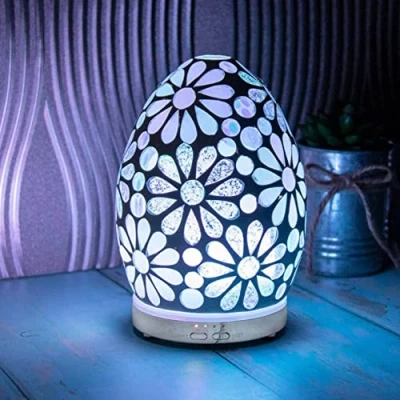 Image of lesser and pavey LP47500 Egg Shaped Humidifier White Flower Mosaic Design 1 Pc, H15cm