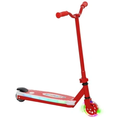 Image of AIYAPLAY Electric Scooter for Kids Ages 4 7, with Auxiliary Rear Wheels, Flashing LED Light and Brake, Boys Girls, 6 KM/H &amp; 8 KM, Red