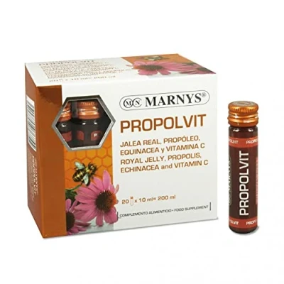 Image of Marnys Propolvit 20 drinkable vials for Defenses and Energy with Royal Jelly, Purified Propolis, Echinacea Vitamin C
