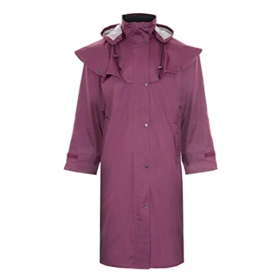 Image of Ladies Country Estate Sandringham Waterproof Fabric Lined Riding Coat Plum 16