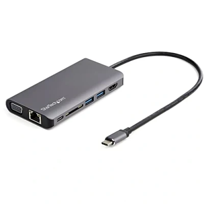 Image of StarTech.com USB C Multiport Adapter Mini Travel Dock w/ 4K HDMI or 1080p VGA 3x 3.0 Hub, SD, GbE, Audio, 100W PD Pass Through Portable Docking Station for Laptop/Tablet (DKT30CHVAUSP)