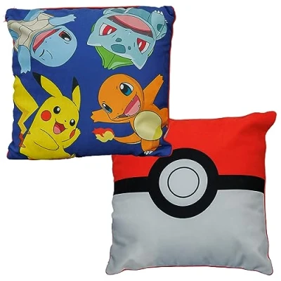 Image of Character World Pokémon Officially Licensed Square Cushion Gotta Design Featuring Pikachu Stuffed Super Soft Pillow Reversible 2 Sided Perfect For Any Children&#039;s Bedroom