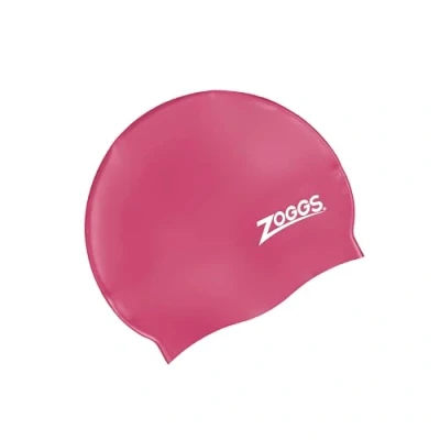 Image of Zoggs Unisex Silicone Swimming Cap, Pink, One Size UK