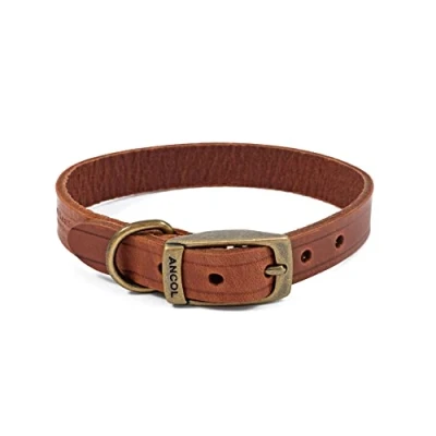 Image of ANCOL Latigo Flexible Stretchy Chestnut Collar Animal Pet Training Accessory 20 26 cm, Size 1