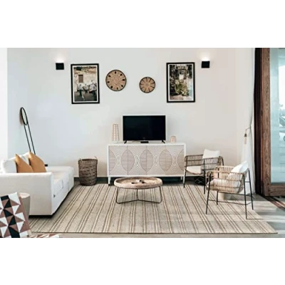 Image of HAMID Wool and Jute Rugs Olivia Hand Woven Rug for Living Room Bedroom Natural White (120 x 170 cm)