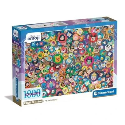 Image of Clementoni Jigsaw Puzzle Impossible Disney Emoji 1000 Pieces For Adults 14 99 Years, Gift Men/Women, Impossible, Disney, Hard Jigsaw, Difficult Puzzle, Made In Italy, 39829
