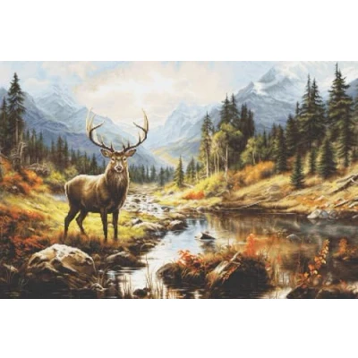 Image of Luca S Petit Point Kit Gold The Greatness of Nature, G621, Counted Cross Stitch for Adults, Needlecraft and Embroidery