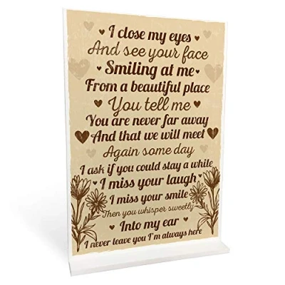 Image of RED OCEAN Memorial Standing Plaque In Memory Rememberance Christmas Gift For Mum Dad Nan Grandad Keepsake Poem