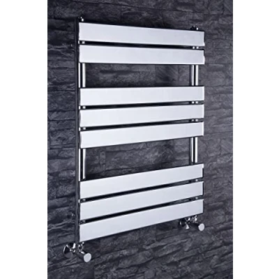 Image of Warmehaus Flat Panel Heated Towel Rail Bathroom Ladder Radiator Rad Central Heating Chrome 800 x 600mm