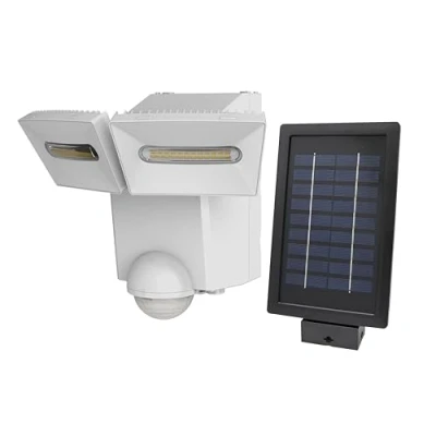 Image of White IQ Twinspot PIR Solar Powered Security Light Outdoor Wall Exterior Motion Sensor 1400 Lumen LED (Single), LS1914 WH