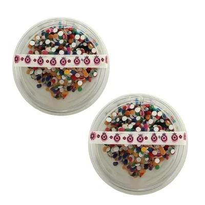 Image of KULIA® Bindi Face Gems Indian Round Dots Multicolour 6 Packets Tattoos Sticker Tikka Bollywood Stickers Party Mix Size Forehead Bridal Fashion Jewelry Jewels